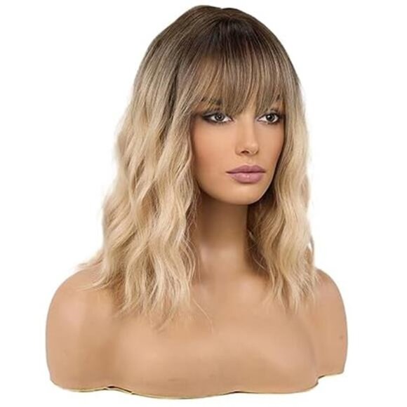 Wigs for Women Layered Synthetic Hair Wig with Highlight -  Blonde with Dark Roo main image 5